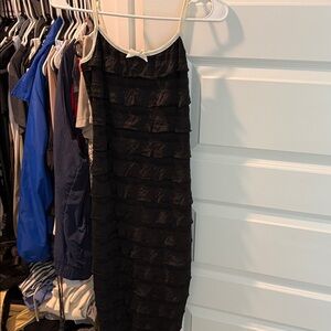 Black Sleeveless Ruffle Dress